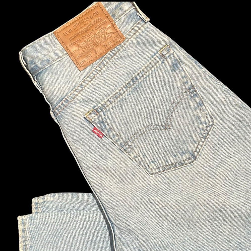 Levi's Premium 551 Z Stone Wash Straight Jeans Men's W28 L32 Light Wash Big E